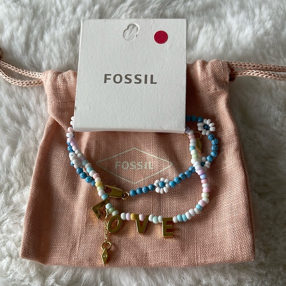 NWT Fossil mini bead bracelet set